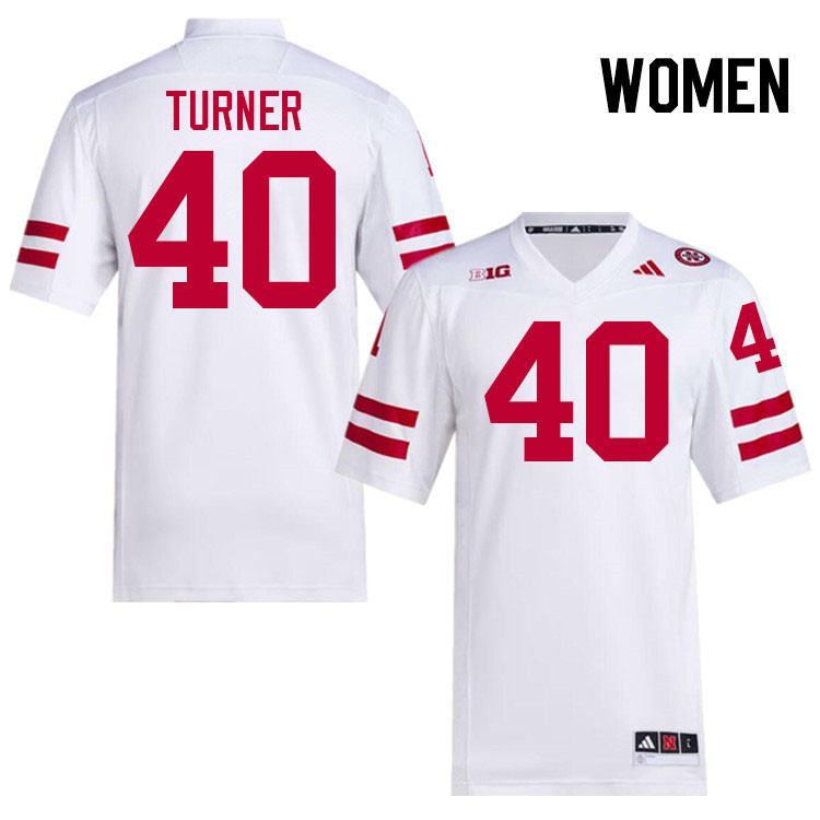 Women #40 Brice Turner Nebraska Cornhuskers College Football Jerseys Stitched Sale-White